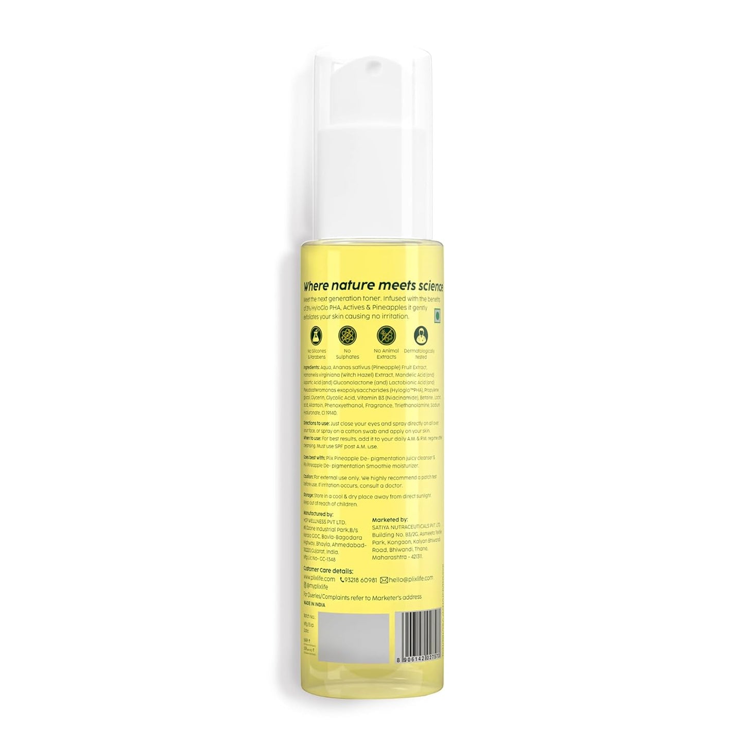 PLIX - THE PLANT FIX Pineapple PHA 3% Alcohol Free Face Toner (150ml) | Pore Tightening & Mild Exfoliation for Oily, Acne Prone, Sensitive & Normal Skin | Hydrating Face Toner for Glowing Skin