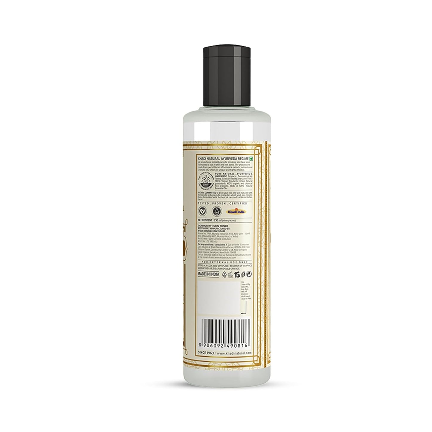 Khadi Natural Rose Water Herbal Skin Toner| Keeps skin scented and moisturized| Maintain skin's pH balance| Prevents acne| Suitable for All Skin Types| 210ml