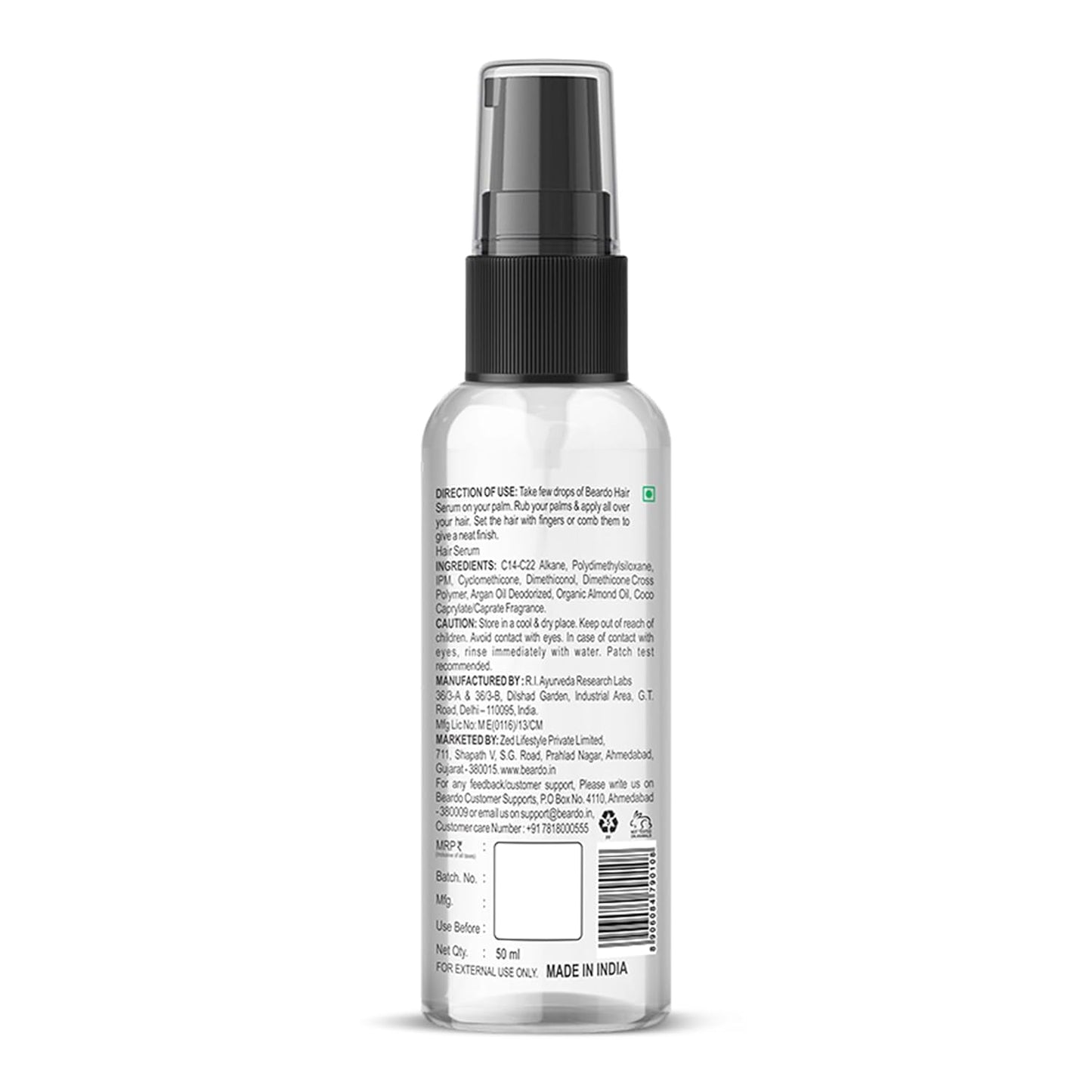 Beardo Hair Serum 50ml for Instant Shine & Anti-frizz with Argan Oil, Made for Men's Hair, Super Light-weight | Provides shine, smoothness and damage protection | Luxurious Shine, Frizz-Free Hair Serum for Men