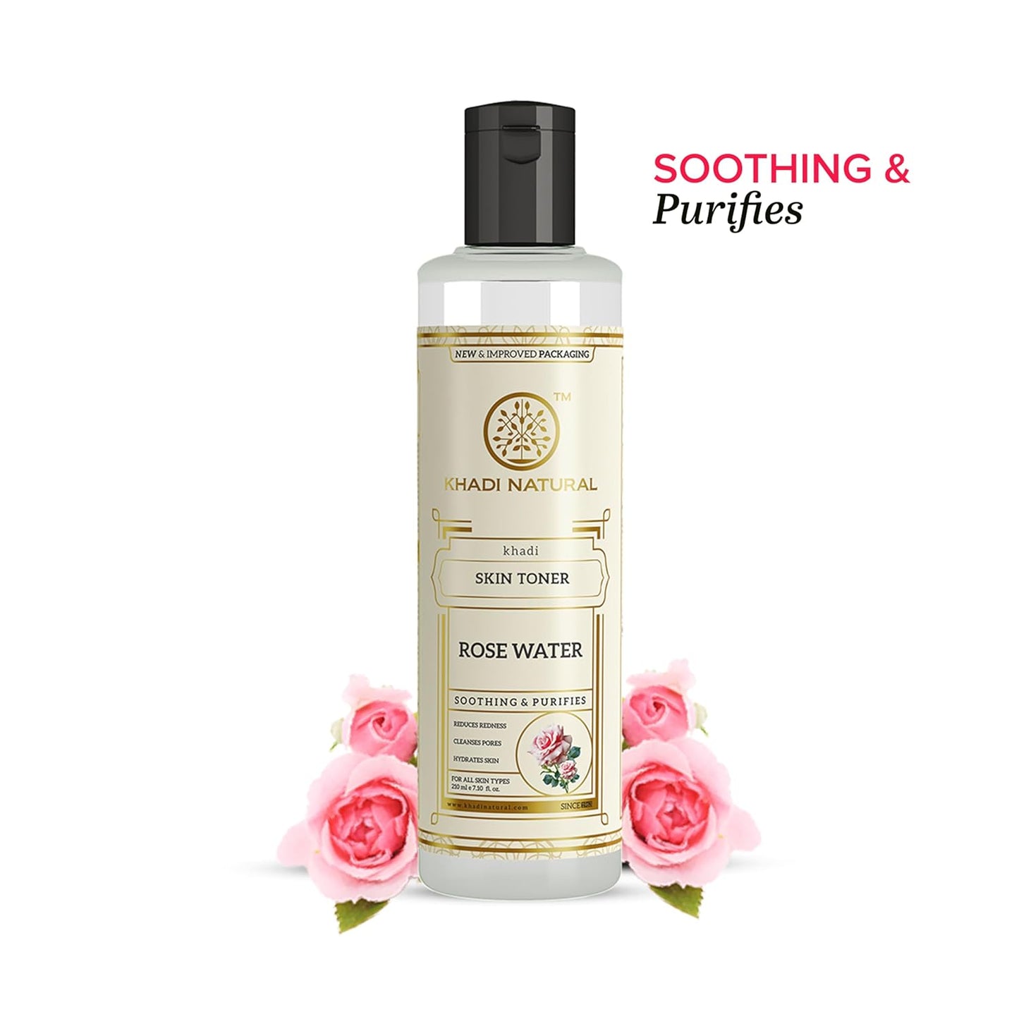 Khadi Natural Rose Water Herbal Skin Toner| Keeps skin scented and moisturized| Maintain skin's pH balance| Prevents acne| Suitable for All Skin Types| 210ml