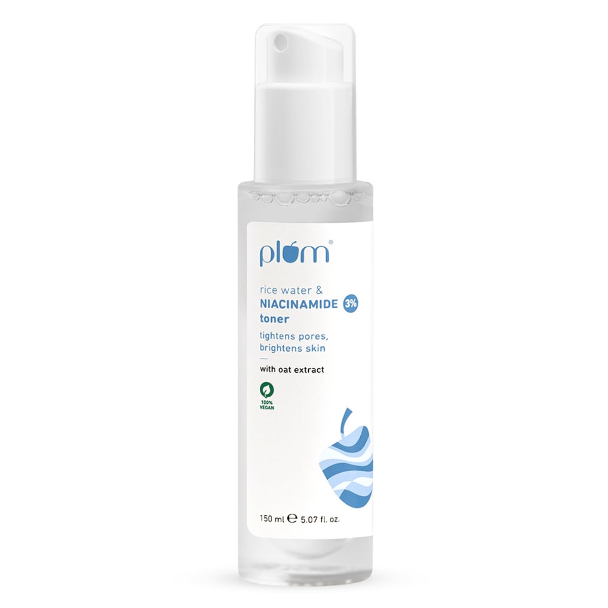 Plum 3% Niacinamide & Rice Water Face Toner | Alcohol-Free Toner for Oily Acne Prone Dry Combination Skin | Pore Tightening & Glowing Skin |Fades Blemishes, Brightens & Smoothens | Women & Men | 150ml