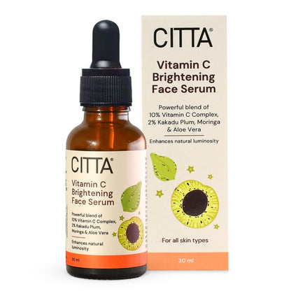 CITTA Vitamin C Brightening Face Serum For Glowing Skin | Triple Power Brightening Formula | Vitamin C Serum For Pigmentation | Ascorbic Acid | Kakadu Plum Vitamin C Serum | For All Skin Types | Face Serum | Men & Women | 30 ml