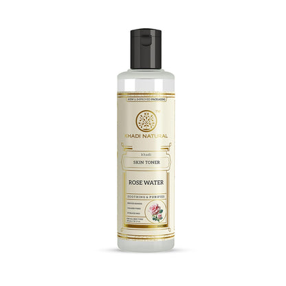 Khadi Natural Rose Water Herbal Skin Toner| Keeps skin scented and moisturized| Maintain skin's pH balance| Prevents acne| Suitable for All Skin Types| 210ml