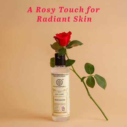 Khadi Natural Rose Water Herbal Skin Toner| Keeps skin scented and moisturized| Maintain skin's pH balance| Prevents acne| Suitable for All Skin Types| 210ml