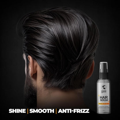 Beardo Hair Serum 50ml for Instant Shine & Anti-frizz with Argan Oil, Made for Men's Hair, Super Light-weight | Provides shine, smoothness and damage protection | Luxurious Shine, Frizz-Free Hair Serum for Men